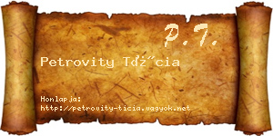 Petrovity Tícia névjegykártya